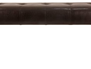 Signature Desig by Ashley Lacey Tufted Upholstered Dining Room Bench, Medium Brown