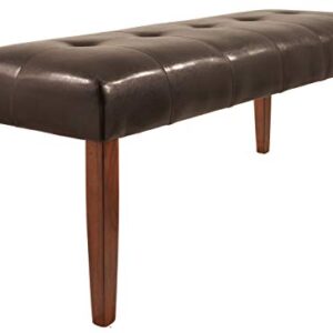 Signature Desig by Ashley Lacey Tufted Upholstered Dining Room Bench, Medium Brown