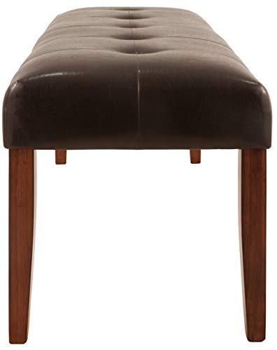 Signature Desig by Ashley Lacey Tufted Upholstered Dining Room Bench, Medium Brown