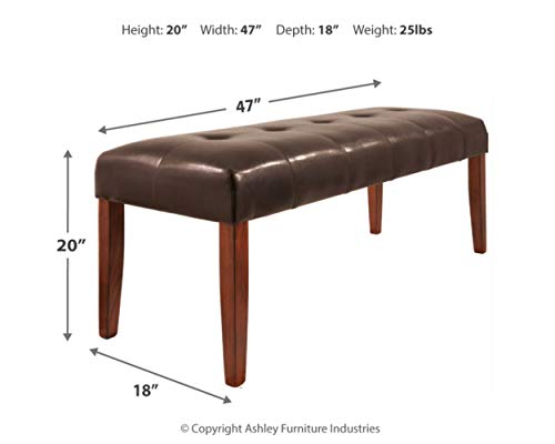 Signature Desig by Ashley Lacey Tufted Upholstered Dining Room Bench, Medium Brown