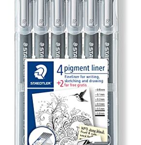 STAEDTLER Pigment Liner Bonus Sketch Set of 6 Liners for the Regular Price of 4(2 free), 308 SB6P