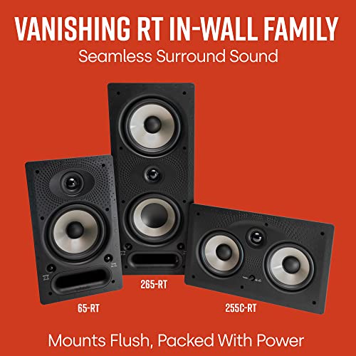 Polk Audio 255c-RT In-Wall Center Channel Speaker (2) 5.25" Drivers - The Vanishing Series | Easily Fits into the Wall | Power Port | Paintable Grille Black, White