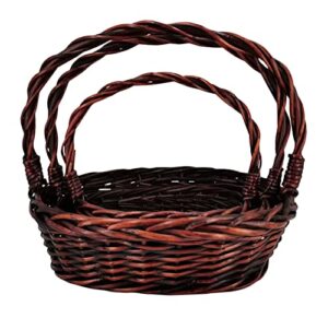 wald imports brown willow decorative nesting storage baskets, set of 3