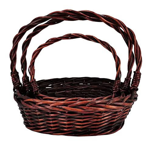 Wald Imports Brown Willow Decorative Nesting Storage Baskets, Set of 3