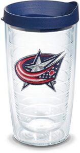 tervis made in usa double walled nhl columbus blue jackets insulated tumbler cup keeps drinks cold & hot, 16oz, primary logo