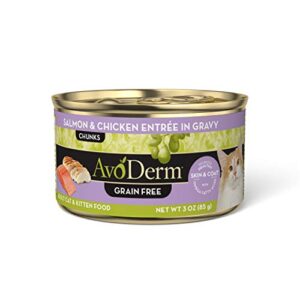 avoderm natural grain free salmon & chicken entrée in gravy wet cat food 3 oz (pack of 24)