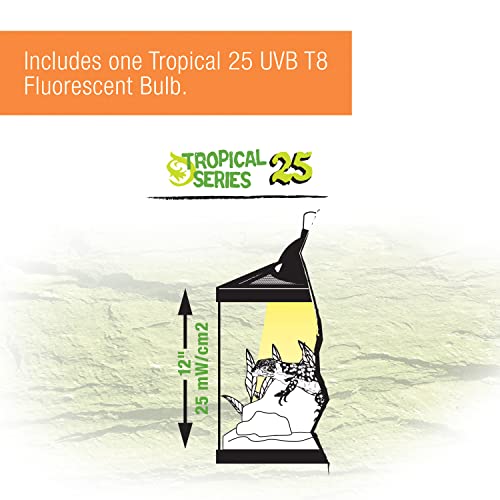Zilla Reptile T8 Slimline Tropical Pet Habitat Light Fixture with 15 Watt Fluorescent Bulb, 18 Inches