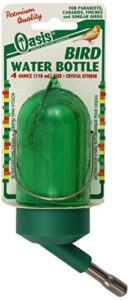 oasis small bird water bottle - polystyrene & cherry-red drinking tip, double-ball vacuum valve - for parakeets, budgies, canaries, finches, cockatiels & love birds, capacity 4-ounces,green