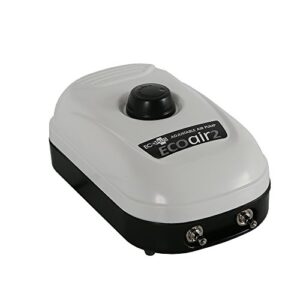 ecoplus ecoair2 adjustable air pump 126 gph - 3 watt with two outlets, grey/black