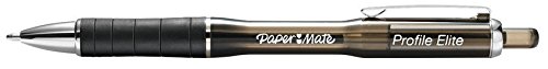 Paper Mate Profile Elite Retractable Ballpoint Pens, Bold Point (1.4mm), Black, 12 Count