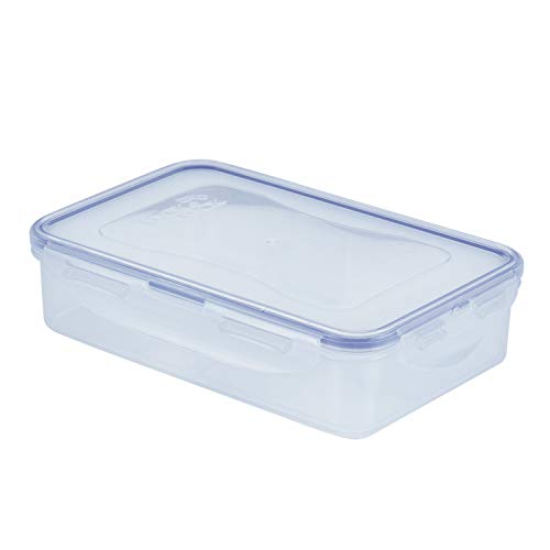 LocknLock Easy Essentials On The Go Meal Prep Lunch Box, Airtight Containers with Lid, BPA Free, Rectangle (3 Section) -27 oz, Clear