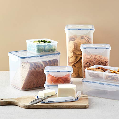 LocknLock Easy Essentials On The Go Meal Prep Lunch Box, Airtight Containers with Lid, BPA Free, Rectangle (3 Section) -27 oz, Clear