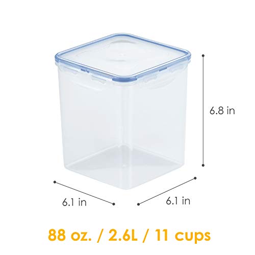 LocknLock Easy Essentials Food lids/Pantry Storage/Airtight containers, BPA Free, Square-11 Cup-for Sugar, Clear