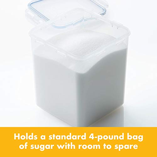 LocknLock Easy Essentials Food lids/Pantry Storage/Airtight containers, BPA Free, Square-11 Cup-for Sugar, Clear