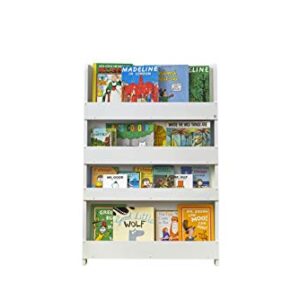 Tidy Books® Childrens Bookshelf (Age 0-10) Book Rack Storage for Kids, Wall Bookshelf, Front Facing Bookcase, 45.3 x 30.3 x 2.8 in, Wooden, White, Eco Friendly, Handmade, The Original Since 2004