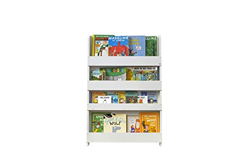 Tidy Books® Childrens Bookshelf (Age 0-10) Book Rack Storage for Kids, Wall Bookshelf, Front Facing Bookcase, 45.3 x 30.3 x 2.8 in, Wooden, White, Eco Friendly, Handmade, The Original Since 2004