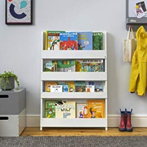 Tidy Books® Childrens Bookshelf (Age 0-10) Book Rack Storage for Kids, Wall Bookshelf, Front Facing Bookcase, 45.3 x 30.3 x 2.8 in, Wooden, White, Eco Friendly, Handmade, The Original Since 2004