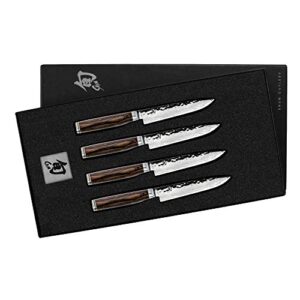 shun tdms0400 premier 4-piece steak knife set, silver, small