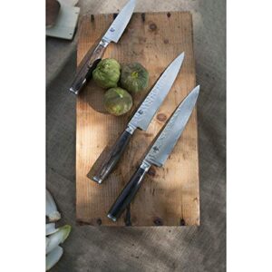 Shun Cutlery Premier Serrated Utility Knife 6.5", Narrow, Straight-Bladed Kitchen Knife Perfect for Precise Cuts, Ideal for Preparing Sandwiches or Trimming Vegetables, Handcrafted Japanese Knife
