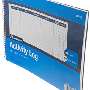 Adams Activity Log Book, Spiral Bound, 8.5 x 11 Inches, 100 Pages, White (S1185ABF)