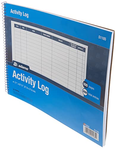 Adams Activity Log Book, Spiral Bound, 8.5 x 11 Inches, 100 Pages, White (S1185ABF)