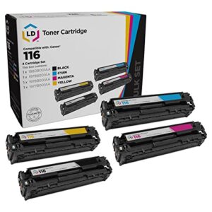 ld products remanufactured toner cartridge replacement for canon 116 (black, cyan, magenta, yellow, 4-pack)