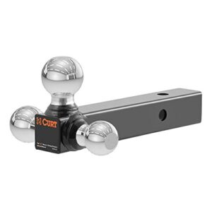 curt 45001 multi-ball trailer hitch ball mount, 1-7/8, 2, 2-5/16-inch balls, fits 2-inch receiver, 10,000 lbs