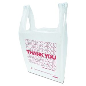 Inteplast Group THW1VAL "Thank You" Handled T-Shirt Bags, 11 1/2 x 21, Polyethylene, White (Case of 900), White/Red (IBSTHW1VAL)