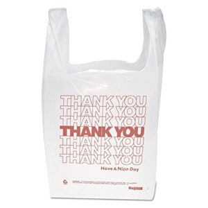 inteplast group thw1val "thank you" handled t-shirt bags, 11 1/2 x 21, polyethylene, white (case of 900), white/red (ibsthw1val)
