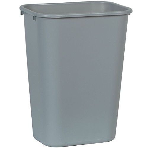 Rubbermaid Commercial Products 2957 LLDPE 10-Gallon Deskside Large Trash Can, Rectangular, 11" Width x 15-1/4" Depth x 19-7/8" Height, Gray