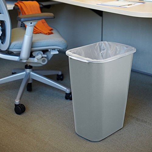 Rubbermaid Commercial Products 2957 LLDPE 10-Gallon Deskside Large Trash Can, Rectangular, 11" Width x 15-1/4" Depth x 19-7/8" Height, Gray