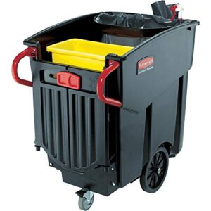 rubbermaid commercial executive series mega brute waste collection cart, 120-gallon, black (9w7300bla)
