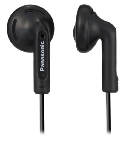 PANASONIC Stereo Earbud Headphones with Comfortable, Clear, and Powerful Sound. Includes 3.9 ft Cord with Miniplug 3.5mm Headphone Jack - RP-HV096-K – In Ear Earbuds (Black)