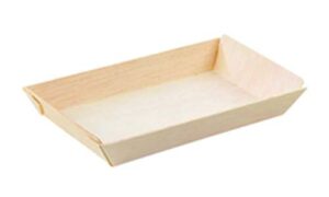 packnwood -210sambq65 biodegradable wood tray for serving,charcuterie tray, samurai square wooden dish,(5 oz, 5.1" x 2.5" x 0.8") - case of 100