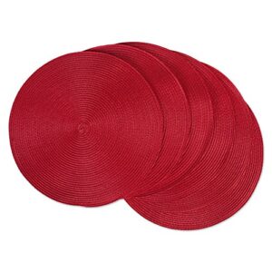 dii classic woven tabletop collection, indoor/outdoor placemat set, round, 15" diameter, tango red, 6 piece