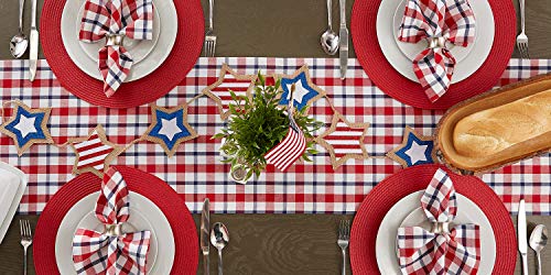 DII Classic Woven Tabletop Collection, Indoor/Outdoor Placemat Set, Round, 15" Diameter, Tango Red, 6 Piece