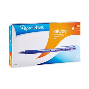 paper mate inkjoy 300 ballpoint pen, blue, fine point, 12-count