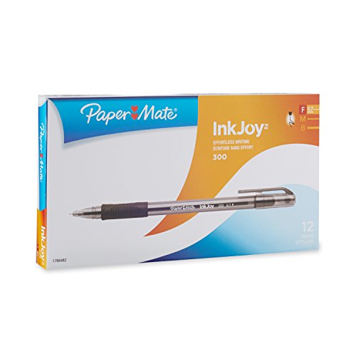 Paper Mate 300 Ballpoint Pens, 0.7mm Fine Point, Black, 12-Pack