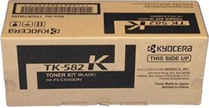 kyocera 1t02kt0us0 model tk-582k black toner kit, compatible with ecosys p6021cdn and fs-c5150dn laser printers, up to 3500 pages yield, includes waster toner container