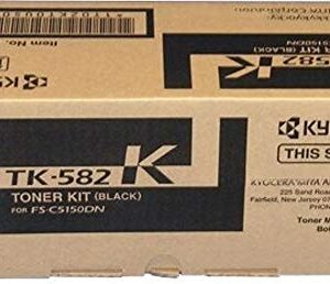 Kyocera 1T02KT0US0 Model TK-582K Black Toner Kit, Compatible with ECOSYS P6021cdn and FS-C5150DN Laser Printers, Up To 3500 Pages Yield, Includes Waster Toner Container