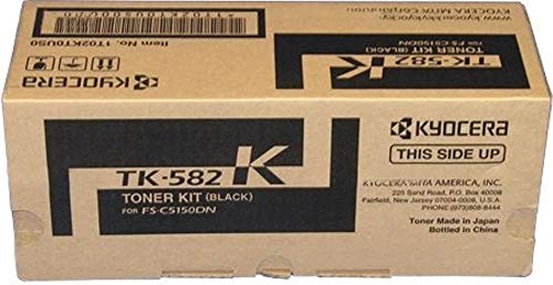 Kyocera 1T02KT0US0 Model TK-582K Black Toner Kit, Compatible with ECOSYS P6021cdn and FS-C5150DN Laser Printers, Up To 3500 Pages Yield, Includes Waster Toner Container