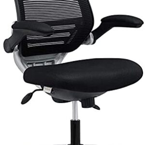 Modway Edge Mesh Back and Mesh Seat Office Chair In Black With Flip-Up Arms in Black