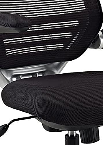 Modway Edge Mesh Back and Mesh Seat Office Chair In Black With Flip-Up Arms in Black