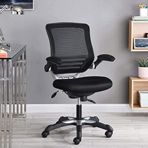 Modway Edge Mesh Back and Mesh Seat Office Chair In Black With Flip-Up Arms in Black