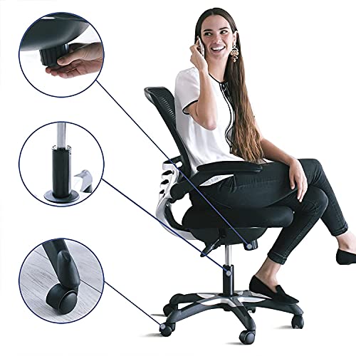 Modway Edge Mesh Back and Mesh Seat Office Chair In Black With Flip-Up Arms in Black