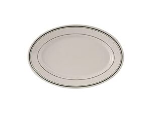 tuxton china tgb-034 platter, 9-3/8" x 6-1/2", oval, wide rim, rolled edge, microwave & dishwasher safe, oven proof, fully vitrified, lead-free, ceramic, green bay, case of 24