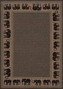 couristan recife elephant indoor/outdoor area rug, 3'9" x 5'5", cocoa-black