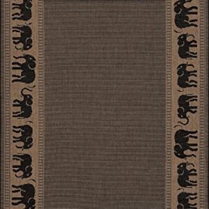 Couristan Recife Elephant Indoor/Outdoor Area Rug, 3'9" x 5'5", Cocoa-Black