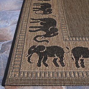 Couristan Recife Elephant Indoor/Outdoor Area Rug, 3'9" x 5'5", Cocoa-Black