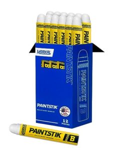 markal 80220- paintstik original b solid paint marker for oily, icy, wet, dry or cold surfaces, weather- and uv-resistant, white color, (12pk) made in usa